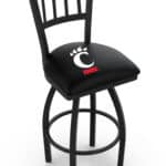University of Cincinnati 36-Inch Swivel Extra Tall Bar Stool w/ Black Wrinkle Finish, Jailhouse Back, 2.5-Inch Cushion Seat 3 University of Cincinnati 36-Inch Swivel Extra Tall Bar Stool w/ Black Wrinkle Finish, Jailhouse Back, 2.5-Inch Cushion Seat