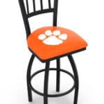 Clemson University 30-Inch Swivel Bar Stool w/ Black Wrinkle Finish, Jailhouse Back, 2.5-Inch Cushion Seat 3 Clemson University 30-Inch Swivel Bar Stool w/ Black Wrinkle Finish, Jailhouse Back, 2.5-Inch Cushion Seat