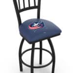Columbus Blue Jackets 36-Inch Swivel Extra Tall Bar Stool w/ Black Wrinkle Finish, Jailhouse Back, 2.5-Inch Cushion Seat 3 Columbus Blue Jackets 36-Inch Swivel Extra Tall Bar Stool w/ Black Wrinkle Finish, Jailhouse Back, 2.5-Inch Cushion Seat