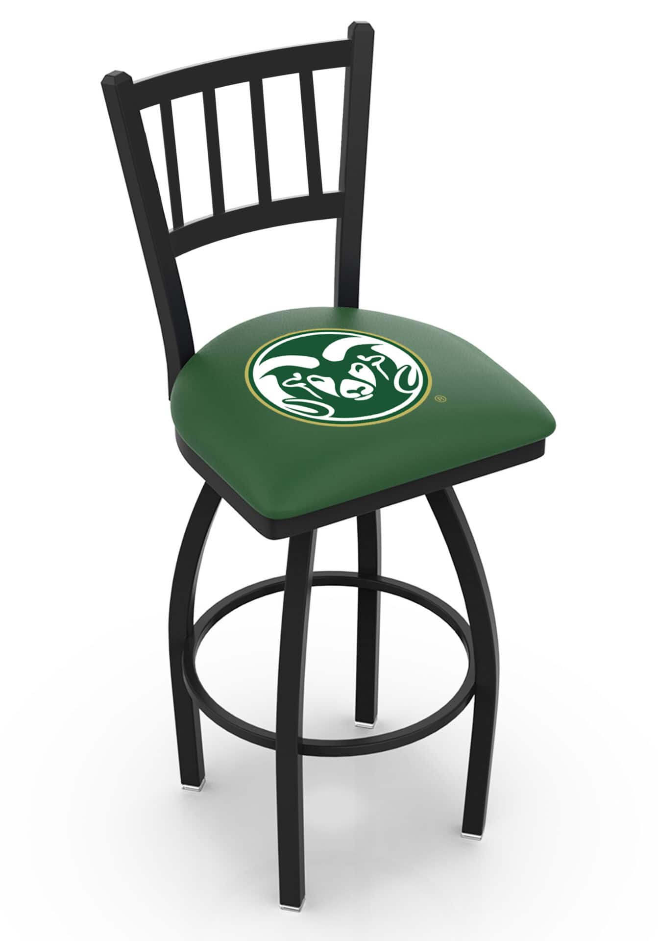 Colorado State University 25-Inch Swivel Counter Stool w/ Black Wrinkle Finish, Jailhouse Back, 2.5-Inch Cushion Seat 1 Colorado State University 25-Inch Swivel Counter Stool w/ Black Wrinkle Finish, Jailhouse Back, 2.5-Inch Cushion Seat
