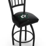 Dallas Stars 36-Inch Swivel Extra Tall Bar Stool w/ Black Wrinkle Finish, Jailhouse Back, 2.5-Inch Cushion Seat 3 Dallas Stars 36-Inch Swivel Extra Tall Bar Stool w/ Black Wrinkle Finish, Jailhouse Back, 2.5-Inch Cushion Seat