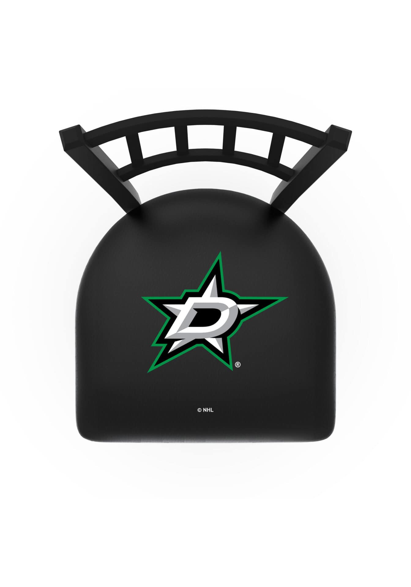 Dallas Stars 36-Inch Swivel Extra Tall Bar Stool w/ Black Wrinkle Finish, Jailhouse Back, 2.5-Inch Cushion Seat 2 Dallas Stars 36-Inch Swivel Extra Tall Bar Stool w/ Black Wrinkle Finish, Jailhouse Back, 2.5-Inch Cushion Seat - Image 2
