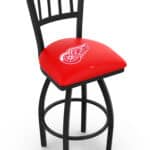 Detroit Red Wings 36-Inch Swivel Extra Tall Bar Stool w/ Black Wrinkle Finish, Jailhouse Back, 2.5-Inch Cushion Seat 3 Detroit Red Wings 36-Inch Swivel Extra Tall Bar Stool w/ Black Wrinkle Finish, Jailhouse Back, 2.5-Inch Cushion Seat