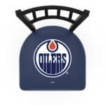 Edmonton Oilers 36-Inch Swivel Extra Tall Bar Stool w/ Black Wrinkle Finish, Jailhouse Back, 2.5-Inch Cushion Seat 4 Edmonton Oilers 36-Inch Swivel Extra Tall Bar Stool w/ Black Wrinkle Finish, Jailhouse Back, 2.5-Inch Cushion Seat