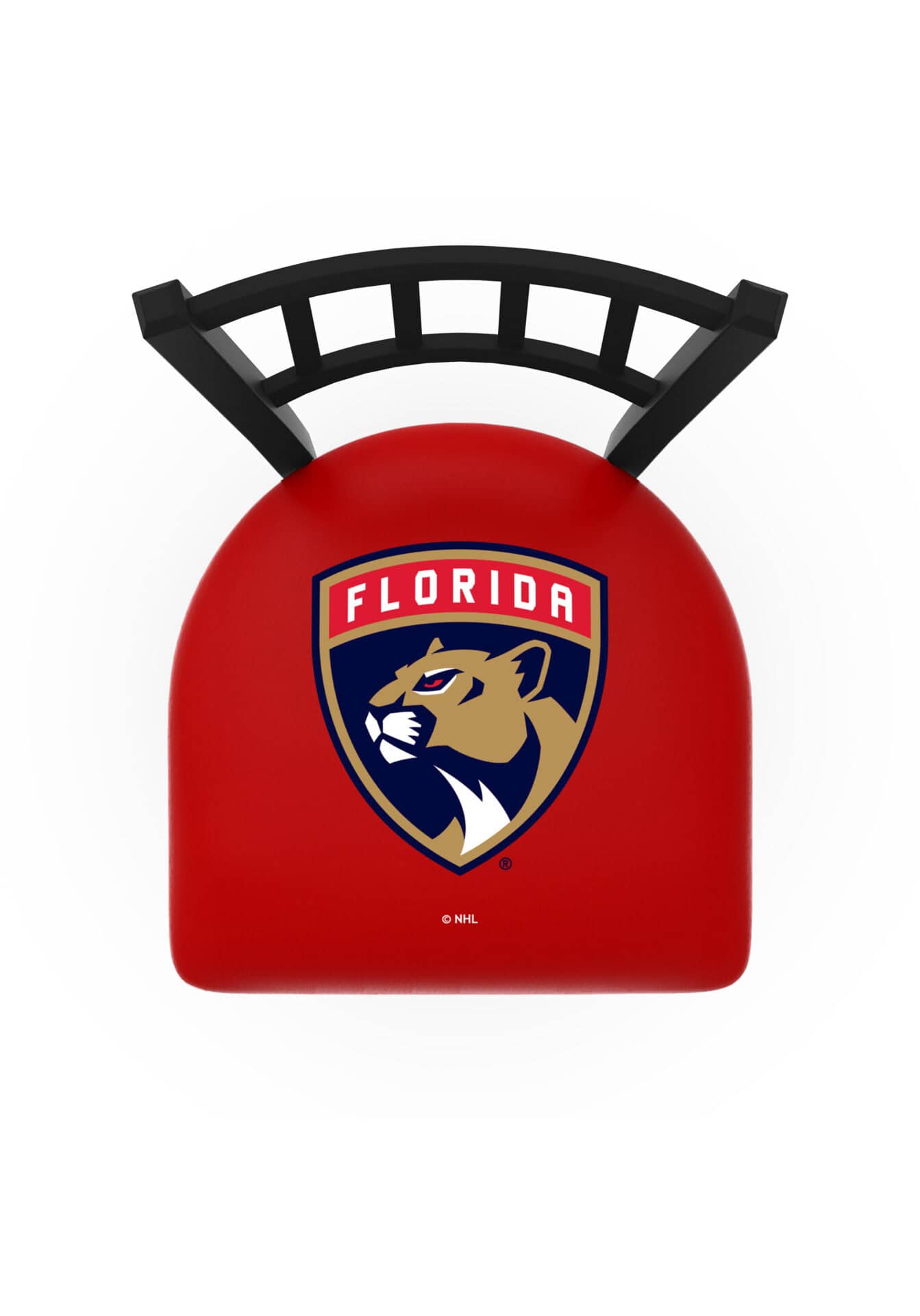 Florida Panthers 36-Inch Swivel Extra Tall Bar Stool w/ Black Wrinkle Finish, Jailhouse Back, 2.5-Inch Cushion Seat 2 Florida Panthers 36-Inch Swivel Extra Tall Bar Stool w/ Black Wrinkle Finish, Jailhouse Back, 2.5-Inch Cushion Seat - Image 2