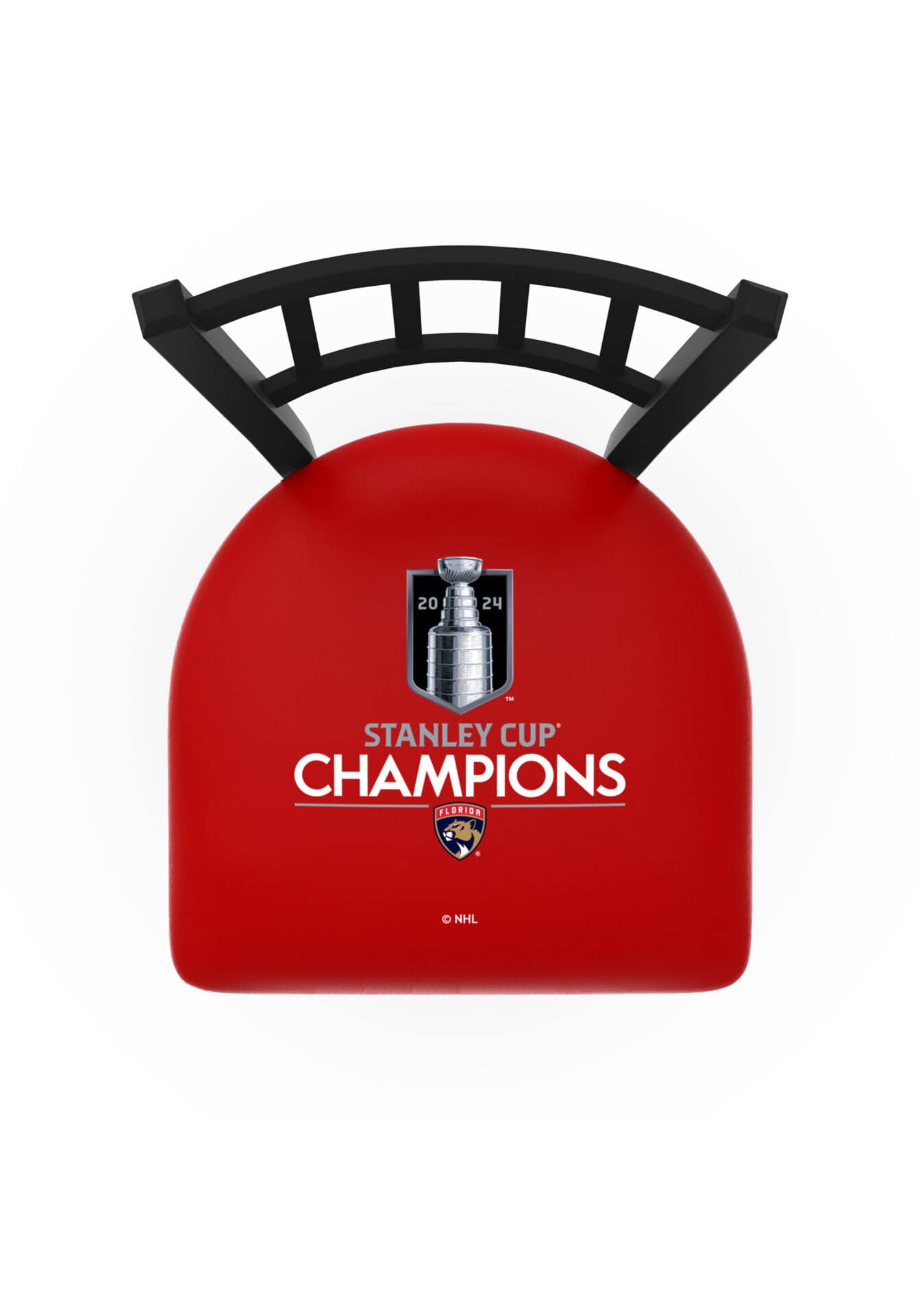 Florida Panthers - 2024 Stanley Cup 36-Inch Swivel Extra Tall Bar Stool w/ Black Wrinkle Finish, Jailhouse Back, 2.5-Inch Cushion Seat 2 Florida Panthers - 2024 Stanley Cup 36-Inch Swivel Extra Tall Bar Stool w/ Black Wrinkle Finish, Jailhouse Back, 2.5-Inch Cushion Seat - Image 2