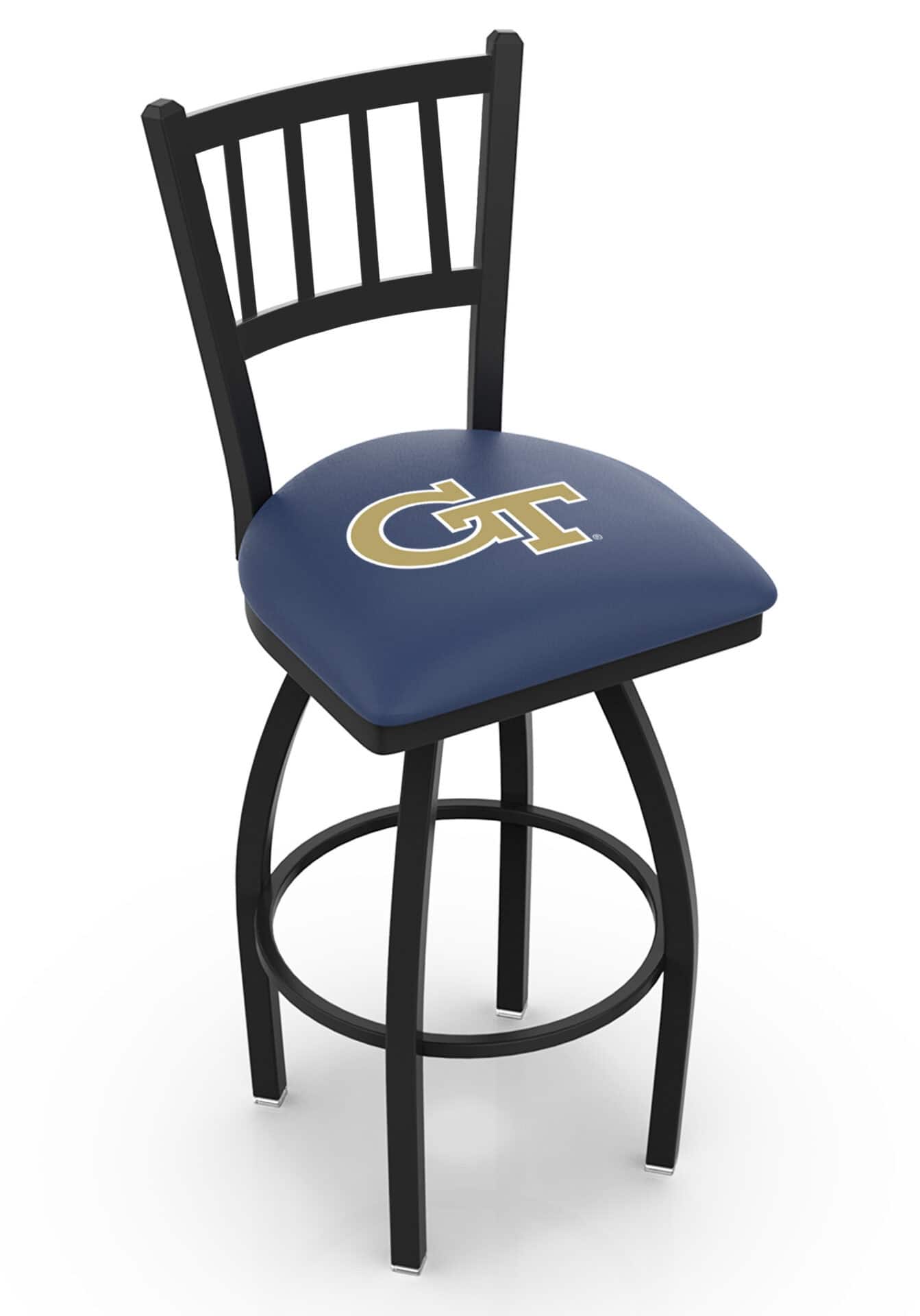 Georgia Tech 36-Inch Swivel Extra Tall Bar Stool w/ Black Wrinkle Finish, Jailhouse Back, 2.5-Inch Cushion Seat 1 Georgia Tech 36-Inch Swivel Extra Tall Bar Stool w/ Black Wrinkle Finish, Jailhouse Back, 2.5-Inch Cushion Seat