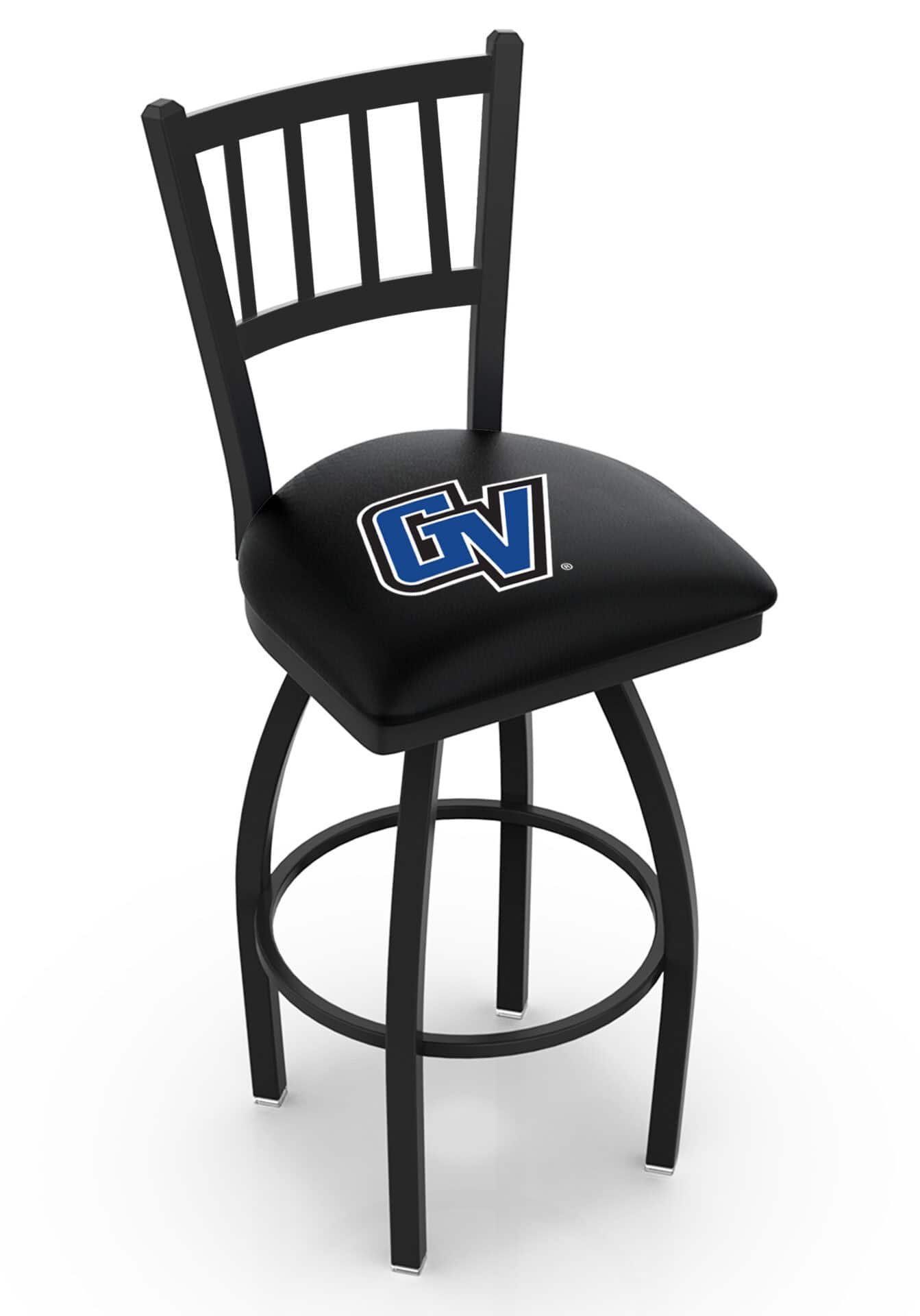 Grand Valley State University 36-Inch Swivel Extra Tall Bar Stool w/ Black Wrinkle Finish, Jailhouse Back, 2.5-Inch Cushion Seat 1 Grand Valley State University 36-Inch Swivel Extra Tall Bar Stool w/ Black Wrinkle Finish, Jailhouse Back, 2.5-Inch Cushion Seat