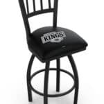 Los Angeles Kings 36-Inch Swivel Extra Tall Bar Stool w/ Black Wrinkle Finish, Jailhouse Back, 2.5-Inch Cushion Seat