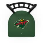 Minnesota Wild 36-Inch Swivel Extra Tall Bar Stool w/ Black Wrinkle Finish, Jailhouse Back, 2.5-Inch Cushion Seat