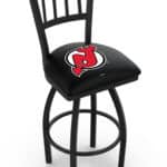 New Jersey Devils 36-Inch Swivel Extra Tall Bar Stool w/ Black Wrinkle Finish, Jailhouse Back, 2.5-Inch Cushion Seat 3 New Jersey Devils 36-Inch Swivel Extra Tall Bar Stool w/ Black Wrinkle Finish, Jailhouse Back, 2.5-Inch Cushion Seat