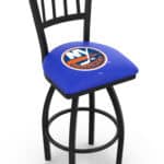 New York Islanders 36-Inch Swivel Extra Tall Bar Stool w/ Black Wrinkle Finish, Jailhouse Back, 2.5-Inch Cushion Seat 3 New York Islanders 36-Inch Swivel Extra Tall Bar Stool w/ Black Wrinkle Finish, Jailhouse Back, 2.5-Inch Cushion Seat