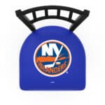 New York Islanders 36-Inch Swivel Extra Tall Bar Stool w/ Black Wrinkle Finish, Jailhouse Back, 2.5-Inch Cushion Seat 4 New York Islanders 36-Inch Swivel Extra Tall Bar Stool w/ Black Wrinkle Finish, Jailhouse Back, 2.5-Inch Cushion Seat