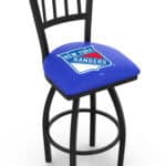 New York Rangers 36-Inch Swivel Extra Tall Bar Stool w/ Black Wrinkle Finish, Jailhouse Back, 2.5-Inch Cushion Seat 3 New York Rangers 36-Inch Swivel Extra Tall Bar Stool w/ Black Wrinkle Finish, Jailhouse Back, 2.5-Inch Cushion Seat