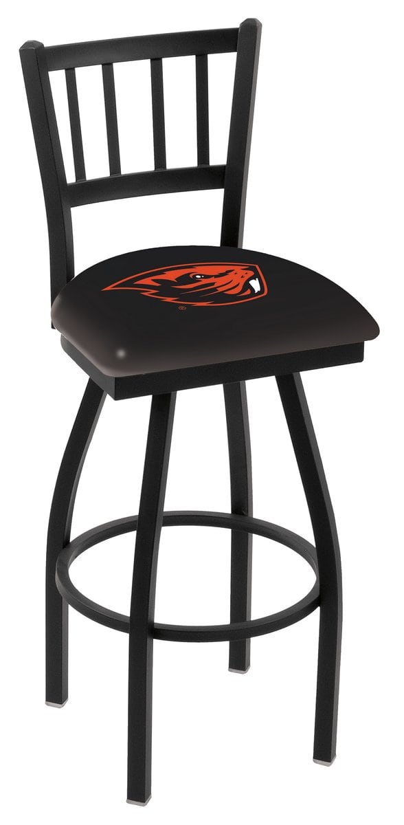 Oregon State University 36-Inch Swivel Extra Tall Bar Stool w/ Black Wrinkle Finish, Jailhouse Back, 2.5-Inch Cushion Seat 1 Oregon State University 36-Inch Swivel Extra Tall Bar Stool w/ Black Wrinkle Finish, Jailhouse Back, 2.5-Inch Cushion Seat