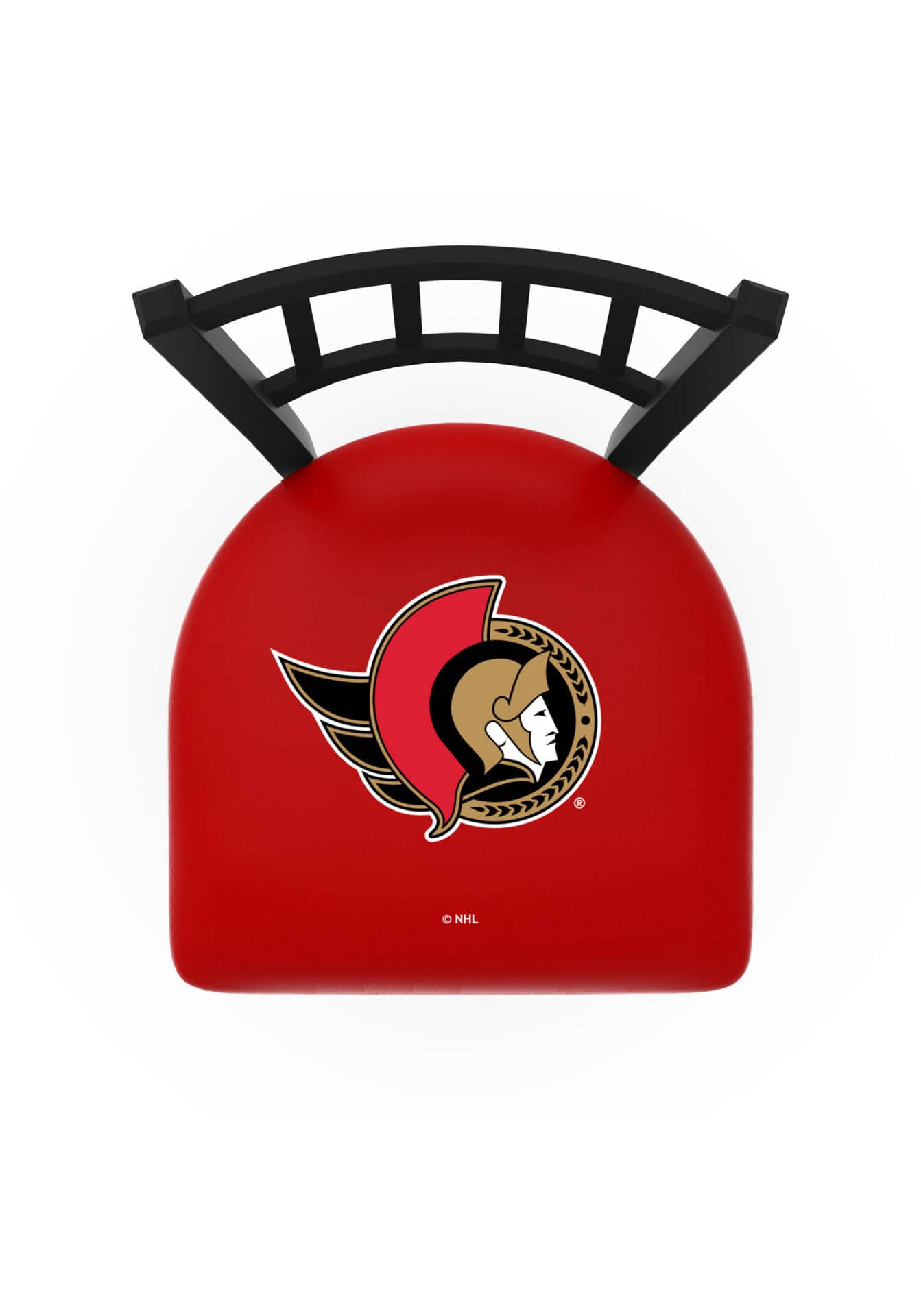 Ottawa Senators 36-Inch Swivel Extra Tall Bar Stool w/ Black Wrinkle Finish, Jailhouse Back, 2.5-Inch Cushion Seat 2 Ottawa Senators 36-Inch Swivel Extra Tall Bar Stool w/ Black Wrinkle Finish, Jailhouse Back, 2.5-Inch Cushion Seat - Image 2