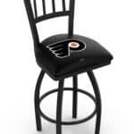 Philadelphia Flyers 36-Inch Swivel Extra Tall Bar Stool w/ Black Wrinkle Finish, Jailhouse Back, 2.5-Inch Cushion Seat 3 Philadelphia Flyers 36-Inch Swivel Extra Tall Bar Stool w/ Black Wrinkle Finish, Jailhouse Back, 2.5-Inch Cushion Seat