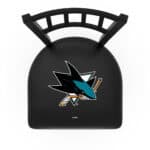 San Jose Sharks 36-Inch Swivel Extra Tall Bar Stool w/ Black Wrinkle Finish, Jailhouse Back, 2.5-Inch Cushion Seat 4 San Jose Sharks 36-Inch Swivel Extra Tall Bar Stool w/ Black Wrinkle Finish, Jailhouse Back, 2.5-Inch Cushion Seat