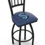 Seattle Kraken 36-Inch Swivel Extra Tall Bar Stool w/ Black Wrinkle Finish, Jailhouse Back, 2.5-Inch Cushion Seat 3 Seattle Kraken 36-Inch Swivel Extra Tall Bar Stool w/ Black Wrinkle Finish, Jailhouse Back, 2.5-Inch Cushion Seat
