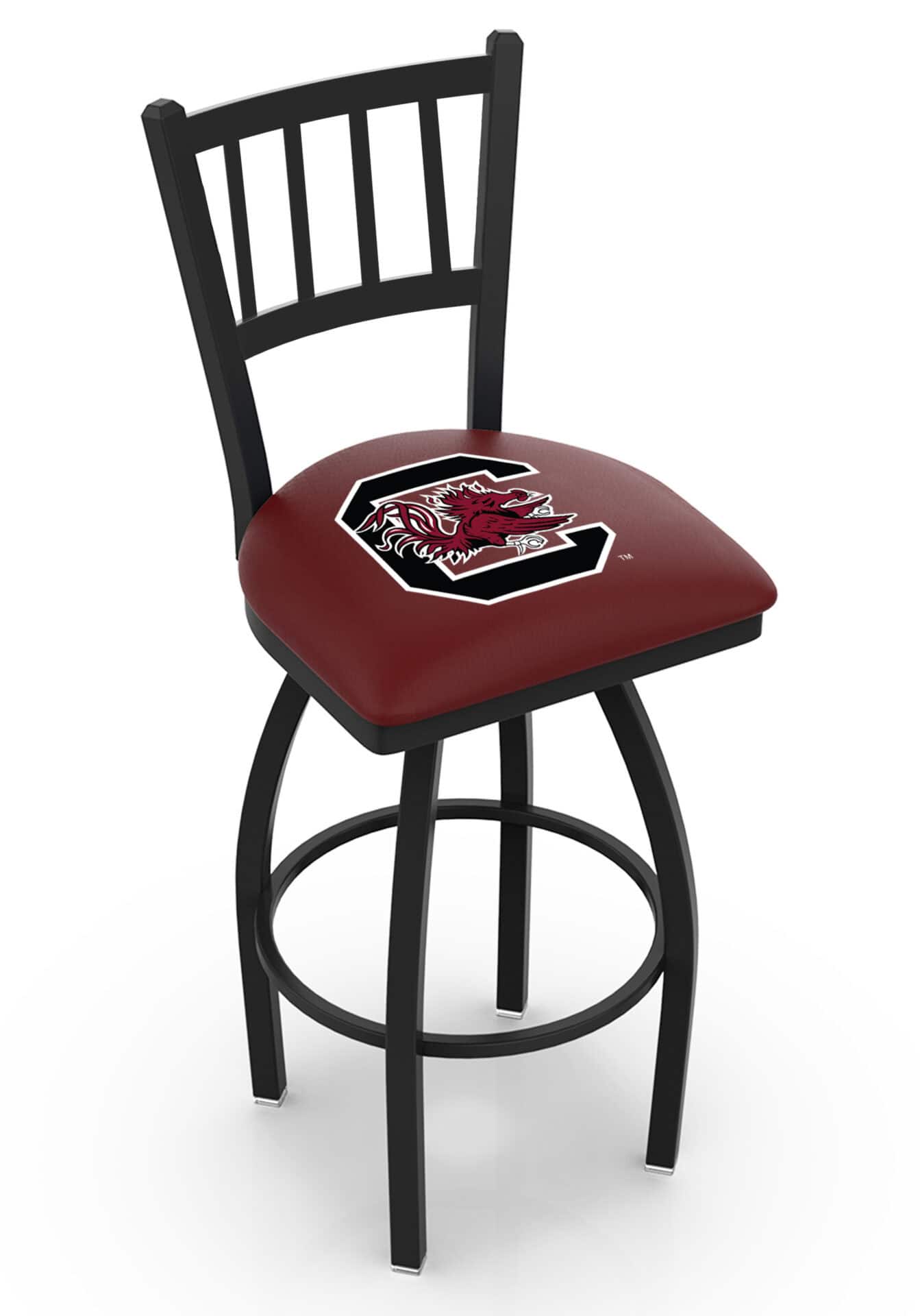 University of South Carolina 25-Inch Swivel Counter Stool w/ Black Wrinkle Finish, Jailhouse Back, 2.5-Inch Cushion Seat 1 University of South Carolina 25-Inch Swivel Counter Stool w/ Black Wrinkle Finish, Jailhouse Back, 2.5-Inch Cushion Seat
