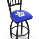 Toronto Maple Leafs 36-Inch Swivel Extra Tall Bar Stool w/ Black Wrinkle Finish, Jailhouse Back, 2.5-Inch Cushion Seat 3 Toronto Maple Leafs 36-Inch Swivel Extra Tall Bar Stool w/ Black Wrinkle Finish, Jailhouse Back, 2.5-Inch Cushion Seat