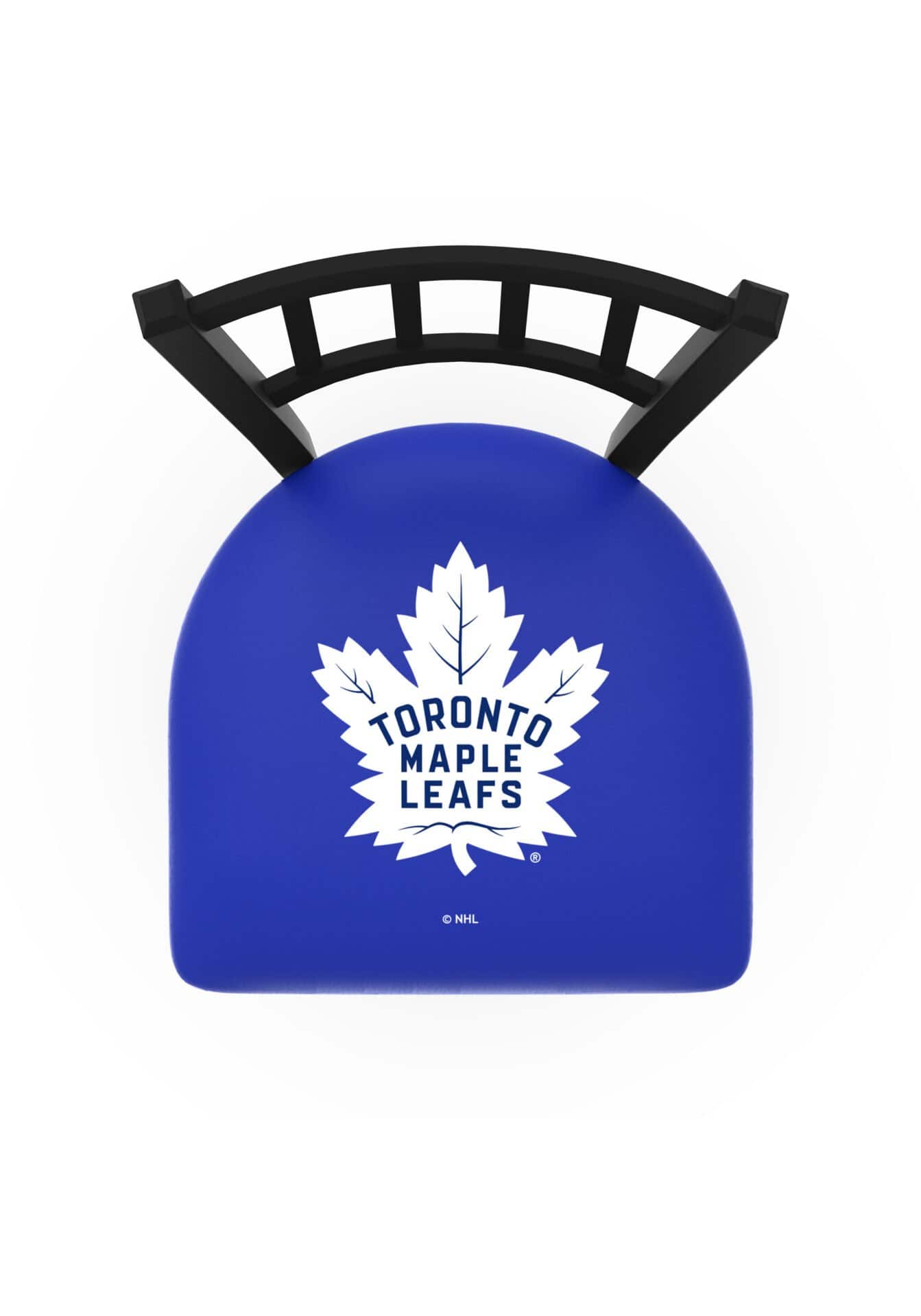 Toronto Maple Leafs 36-Inch Swivel Extra Tall Bar Stool w/ Black Wrinkle Finish, Jailhouse Back, 2.5-Inch Cushion Seat 2 Toronto Maple Leafs 36-Inch Swivel Extra Tall Bar Stool w/ Black Wrinkle Finish, Jailhouse Back, 2.5-Inch Cushion Seat - Image 2