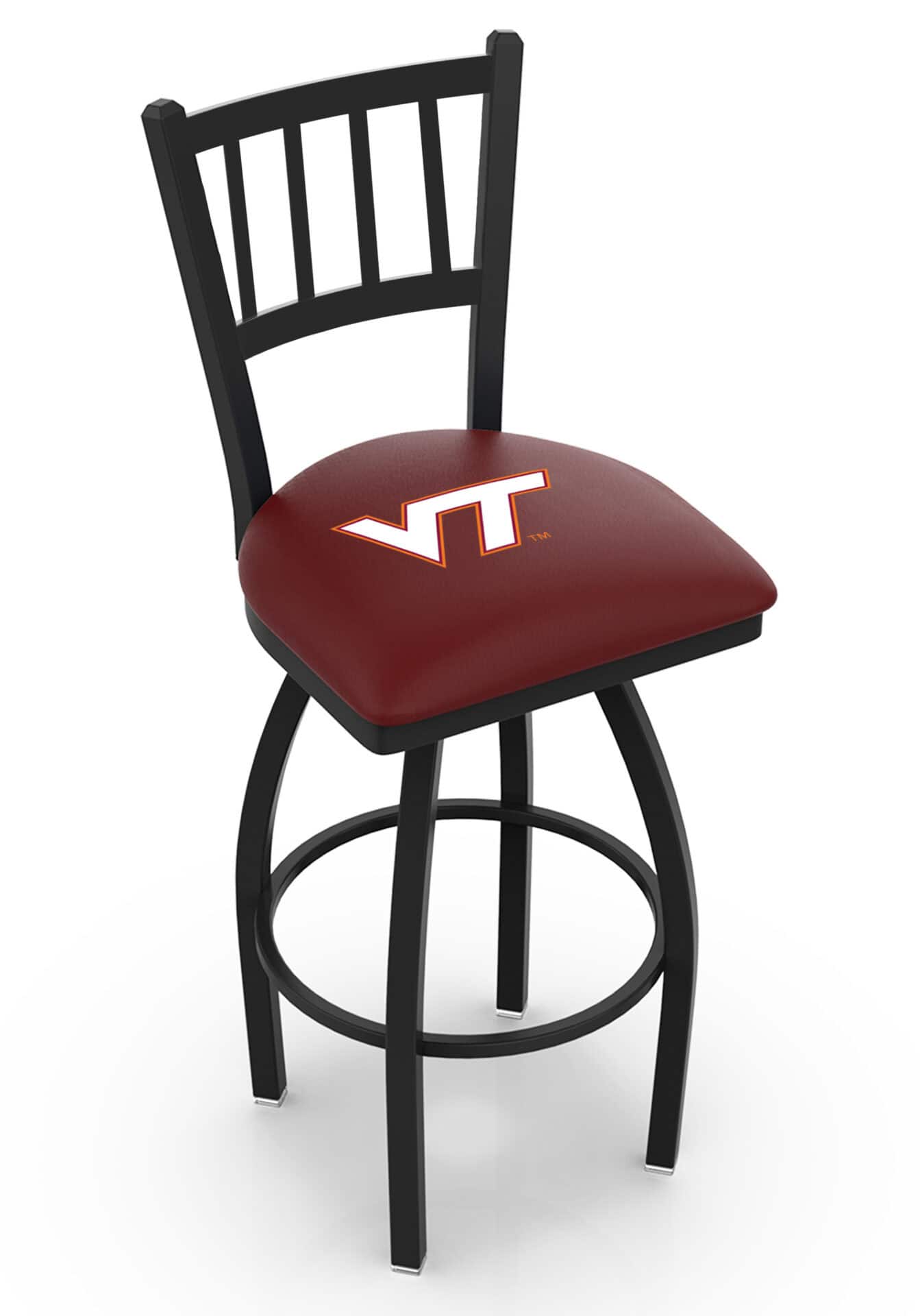 Virginia Tech University 25-Inch Swivel Counter Stool w/ Black Wrinkle Finish, Jailhouse Back, 2.5-Inch Cushion Seat 1 Virginia Tech University 25-Inch Swivel Counter Stool w/ Black Wrinkle Finish, Jailhouse Back, 2.5-Inch Cushion Seat