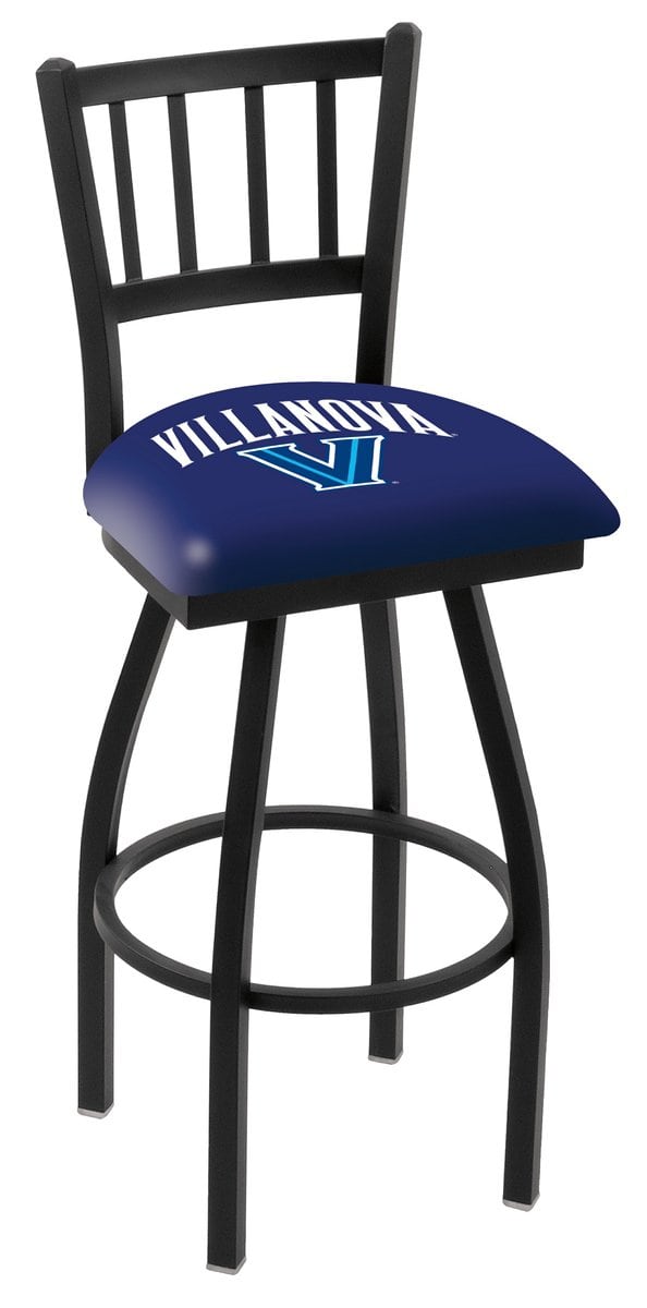 Villanova University 30-Inch Swivel Bar Stool w/ Black Wrinkle Finish, Jailhouse Back, 2.5-Inch Cushion Seat 1 Villanova University 30-Inch Swivel Bar Stool w/ Black Wrinkle Finish, Jailhouse Back, 2.5-Inch Cushion Seat