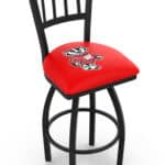 University of Wisconsin 25-Inch Swivel Counter Stool w/ Black Wrinkle Finish, Jailhouse Back, 2.5-Inch Cushion Seat (Badger Logo) 3 University of Wisconsin 25-Inch Swivel Counter Stool w/ Black Wrinkle Finish, Jailhouse Back, 2.5-Inch Cushion Seat (Badger Logo)