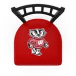 University of Wisconsin 25-Inch Swivel Counter Stool w/ Black Wrinkle Finish, Jailhouse Back, 2.5-Inch Cushion Seat (Badger Logo) 4 University of Wisconsin 25-Inch Swivel Counter Stool w/ Black Wrinkle Finish, Jailhouse Back, 2.5-Inch Cushion Seat (Badger Logo)