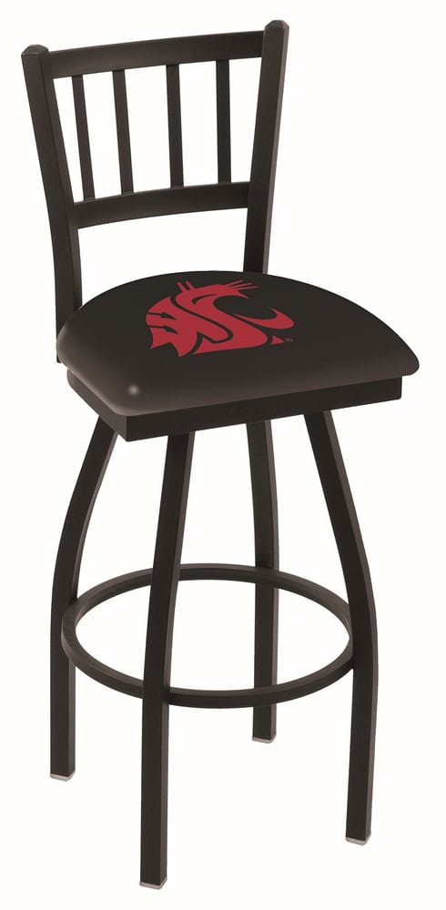 Washington State University 30-Inch Swivel Bar Stool w/ Black Wrinkle Finish, Jailhouse Back, 2.5-Inch Cushion Seat 1 Washington State University 30-Inch Swivel Bar Stool w/ Black Wrinkle Finish, Jailhouse Back, 2.5-Inch Cushion Seat