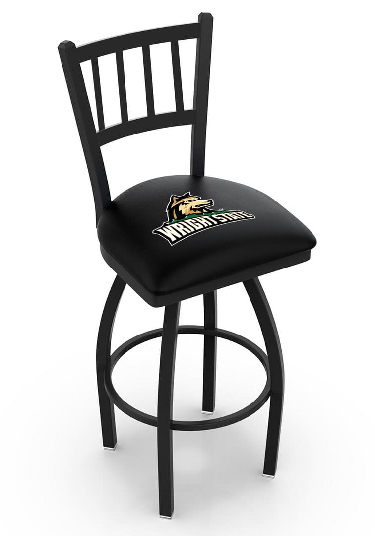 Wright State University 25-Inch Swivel Counter Stool w/ Black Wrinkle Finish, Jailhouse Back, 2.5-Inch Cushion Seat 1 Wright State University 25-Inch Swivel Counter Stool w/ Black Wrinkle Finish, Jailhouse Back, 2.5-Inch Cushion Seat