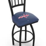 Washington Capitals 36-Inch Swivel Extra Tall Bar Stool w/ Black Wrinkle Finish, Jailhouse Back, 2.5-Inch Cushion Seat