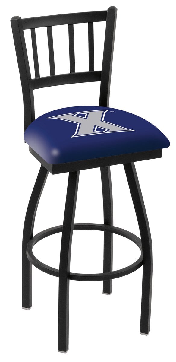 Xavier University 25-Inch Swivel Counter Stool w/ Black Wrinkle Finish, Jailhouse Back, 2.5-Inch Cushion Seat 1 Xavier University 25-Inch Swivel Counter Stool w/ Black Wrinkle Finish, Jailhouse Back, 2.5-Inch Cushion Seat