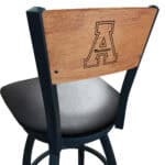 Appalachian State University 25-Inch Swivel Counter Stool w/ Black Wrinkle Finish, Solid Wood Back, 2.5-Inch Cushion Seat 4 Appalachian State University 25-Inch Swivel Counter Stool w/ Black Wrinkle Finish, Solid Wood Back, 2.5-Inch Cushion Seat