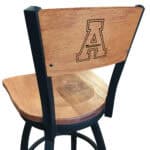 Appalachian State University 25-Inch Swivel Counter Stool w/ Black Wrinkle Finish, Solid Wood Back, Solid Maple Wood Seat 3 Appalachian State University 25-Inch Swivel Counter Stool w/ Black Wrinkle Finish, Solid Wood Back, Solid Maple Wood Seat