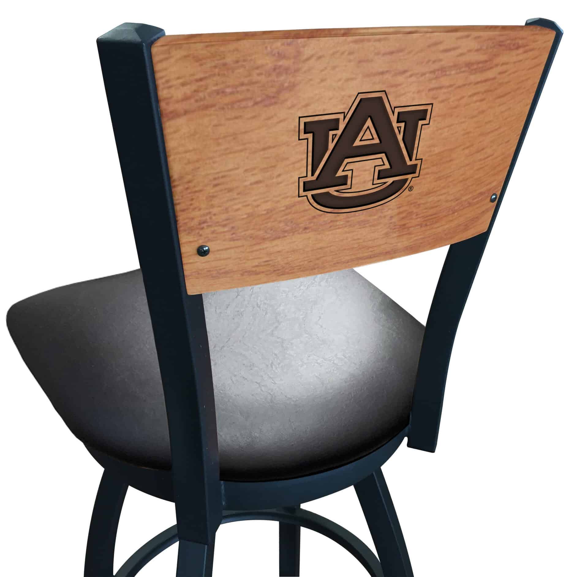 Auburn University 25-Inch Swivel Counter Stool w/ Black Wrinkle Finish, Solid Wood Back, 2.5-Inch Cushion Seat 1 Auburn University 25-Inch Swivel Counter Stool w/ Black Wrinkle Finish, Solid Wood Back, 2.5-Inch Cushion Seat