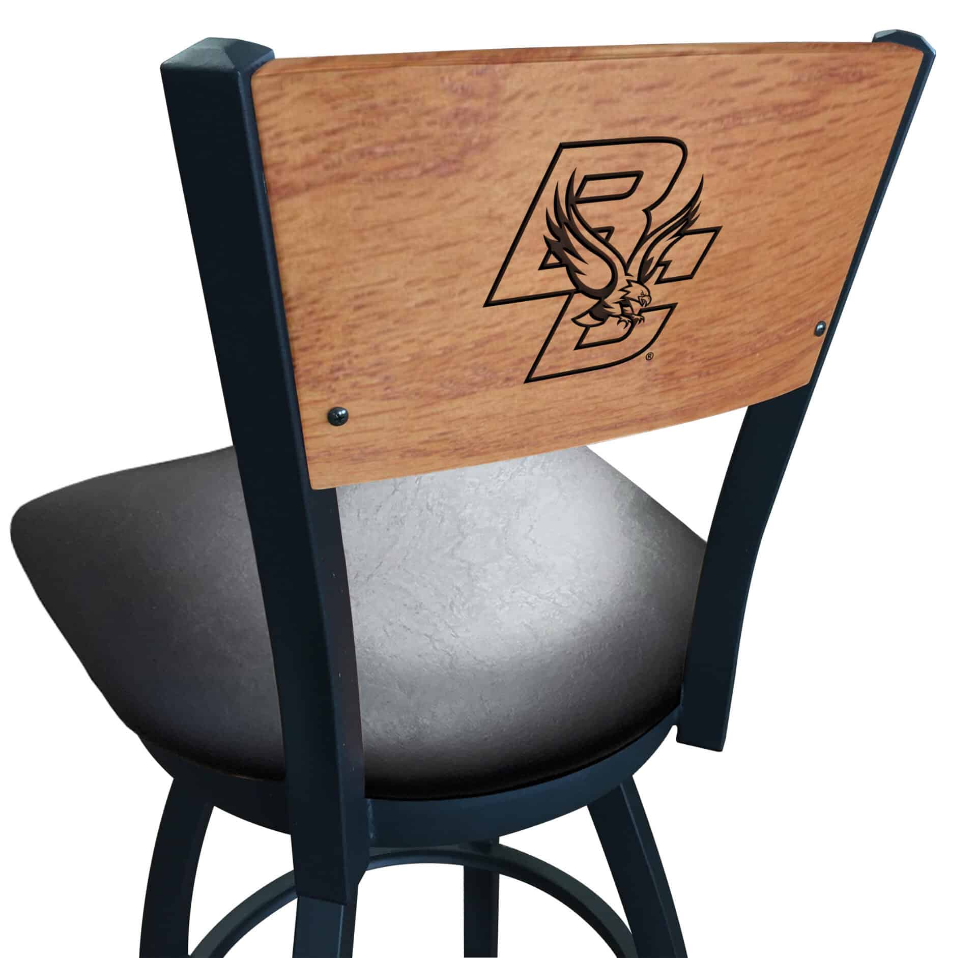 Boston College 25-Inch Swivel Counter Stool w/ Black Wrinkle Finish, Solid Wood Back, 2.5-Inch Cushion Seat 1 Boston College 25-Inch Swivel Counter Stool w/ Black Wrinkle Finish, Solid Wood Back, 2.5-Inch Cushion Seat