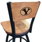 Brigham Young University 36-Inch Swivel Extra Tall Bar Stool w/ Black Wrinkle Finish, Solid Wood Back, Solid Maple Wood Seat