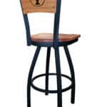 Brigham Young University 36-Inch Swivel Extra Tall Bar Stool w/ Black Wrinkle Finish, Solid Wood Back, Solid Maple Wood Seat