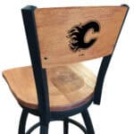 Calgary Flames 36-Inch Swivel Extra Tall Bar Stool w/ Black Wrinkle Finish, Solid Wood Back, Solid Maple Wood Seat 3 Calgary Flames 36-Inch Swivel Extra Tall Bar Stool w/ Black Wrinkle Finish, Solid Wood Back, Solid Maple Wood Seat
