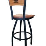 Central Michigan University 36-Inch Swivel Extra Tall Bar Stool w/ Black Wrinkle Finish, Solid Wood Back, Solid Maple Wood Seat