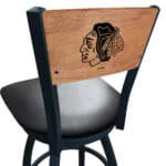 Chicago Blackhawks 36-Inch Swivel Extra Tall Bar Stool w/ Black Wrinkle Finish, Solid Wood Back, 2.5-Inch Cushion Seat 4 Chicago Blackhawks 36-Inch Swivel Extra Tall Bar Stool w/ Black Wrinkle Finish, Solid Wood Back, 2.5-Inch Cushion Seat