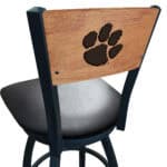 Clemson University 30-Inch Swivel Bar Stool w/ Black Wrinkle Finish, Solid Wood Back, 2.5-Inch Cushion Seat
