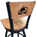 Colorado Avalanche 36-Inch Swivel Extra Tall Bar Stool w/ Black Wrinkle Finish, Solid Wood Back, Solid Maple Wood Seat