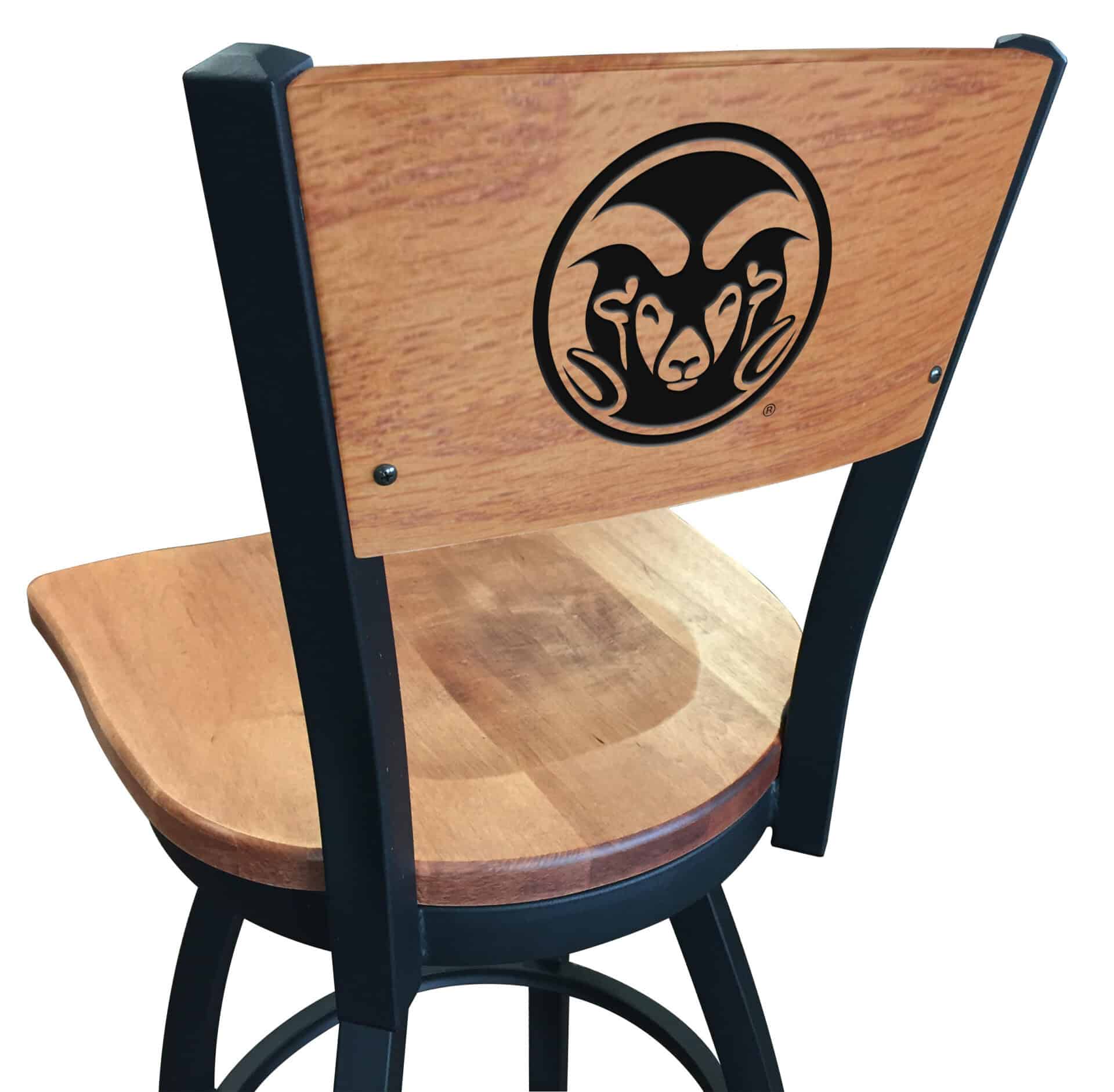 Colorado State University 25-Inch Swivel Counter Stool w/ Black Wrinkle Finish, Solid Wood Back, Solid Maple Wood Seat 1 Colorado State University 25-Inch Swivel Counter Stool w/ Black Wrinkle Finish, Solid Wood Back, Solid Maple Wood Seat