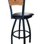 University of Connecticut 36-Inch Swivel Extra Tall Bar Stool w/ Black Wrinkle Finish, Solid Wood Back, 2.5-Inch Cushion Seat