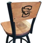 Creighton University 36-Inch Swivel Extra Tall Bar Stool w/ Black Wrinkle Finish, Solid Wood Back, Solid Maple Wood Seat