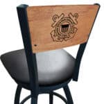 United States Coast Guard 36-Inch Swivel Extra Tall Bar Stool w/ Black Wrinkle Finish, Solid Wood Back, 2.5-Inch Cushion Seat 4 United States Coast Guard 36-Inch Swivel Extra Tall Bar Stool w/ Black Wrinkle Finish, Solid Wood Back, 2.5-Inch Cushion Seat