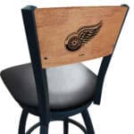 Detroit Red Wings 36-Inch Swivel Extra Tall Bar Stool w/ Black Wrinkle Finish, Solid Wood Back, 2.5-Inch Cushion Seat 4 Detroit Red Wings 36-Inch Swivel Extra Tall Bar Stool w/ Black Wrinkle Finish, Solid Wood Back, 2.5-Inch Cushion Seat